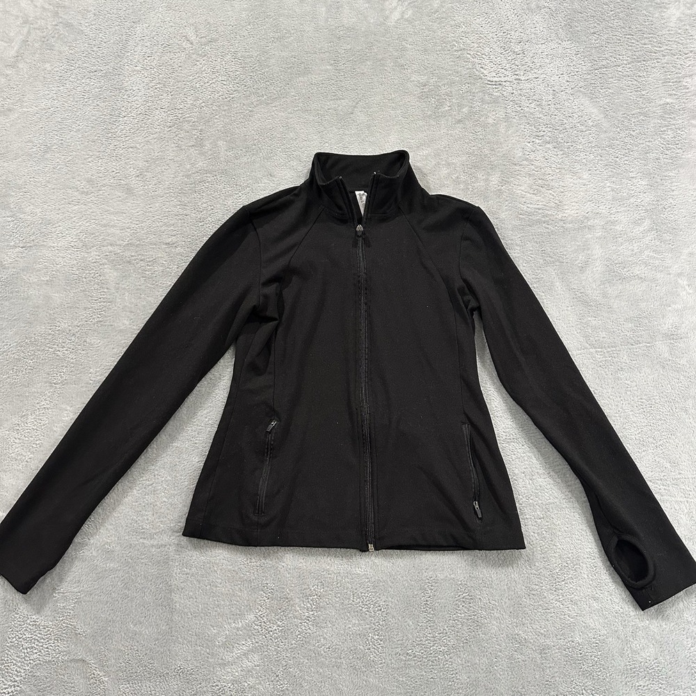 eab & flow Full Zip Gym Sweatshirt Women Medium Black Active Minimal Jogging